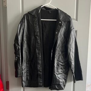 SHEIN Black Faux Leather Men's Jacket